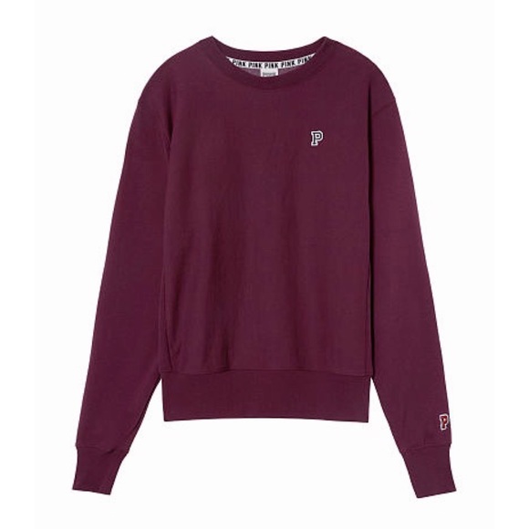 NWT VICTORIAS SECRET PINK Plum Crew Sweatshirt - Picture 2 of 3